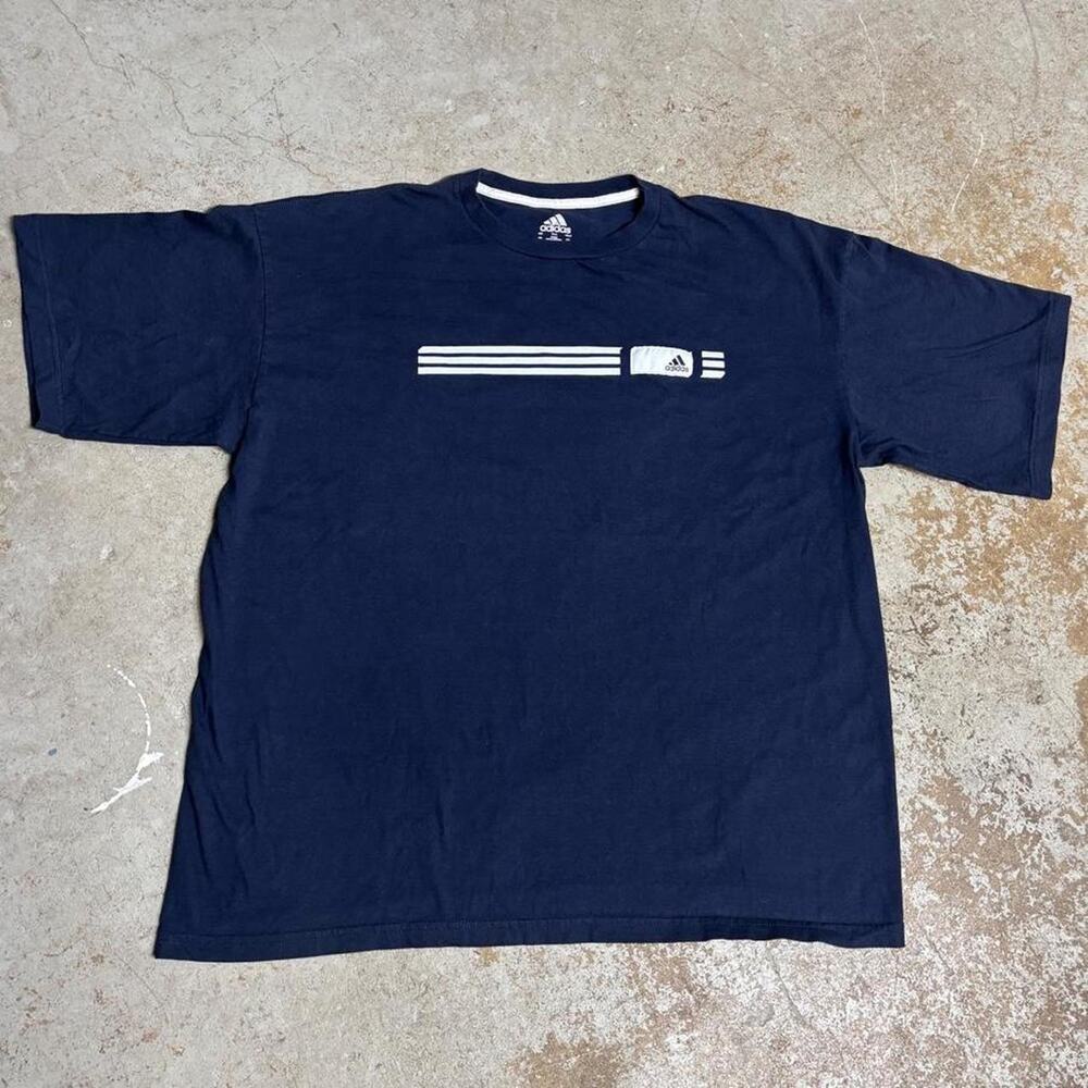 Adidas logo striped tee size
